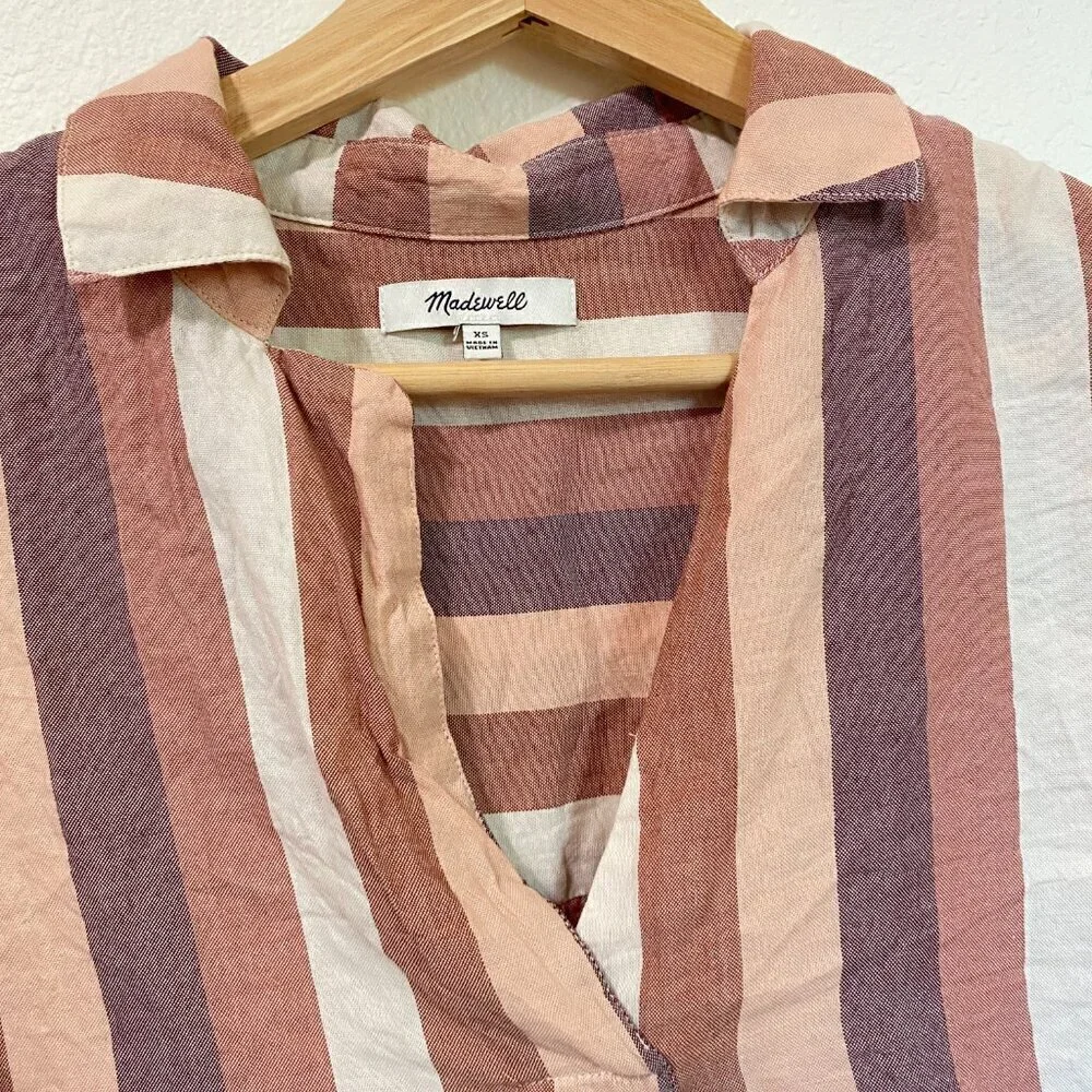 Madewell Striped Blouse in Brown and Cream - Picture 5 of 9